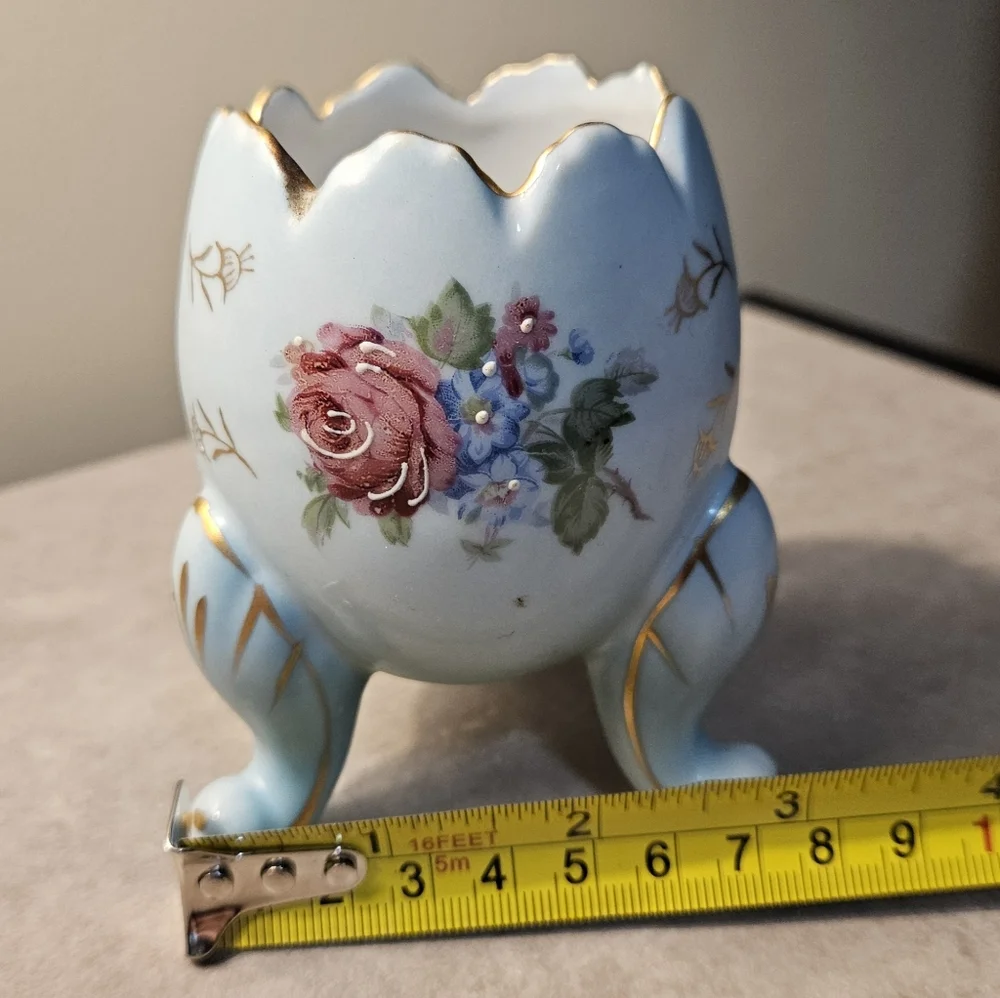 🔅Vintage Napcoware Porcelain Floral Footed Cracked Egg Vase Collectible Decor